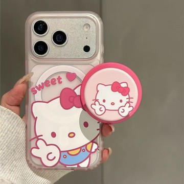 俏皮可愛比耶kt貓磁吸支架適用蘋果17promax手機殼iphone16卡通15