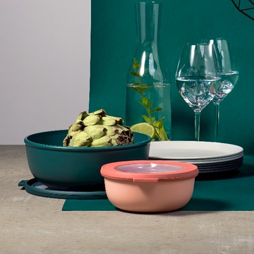 Mepal Cirqula 圓形密封保鮮盒 2.25L(淺)-松石綠