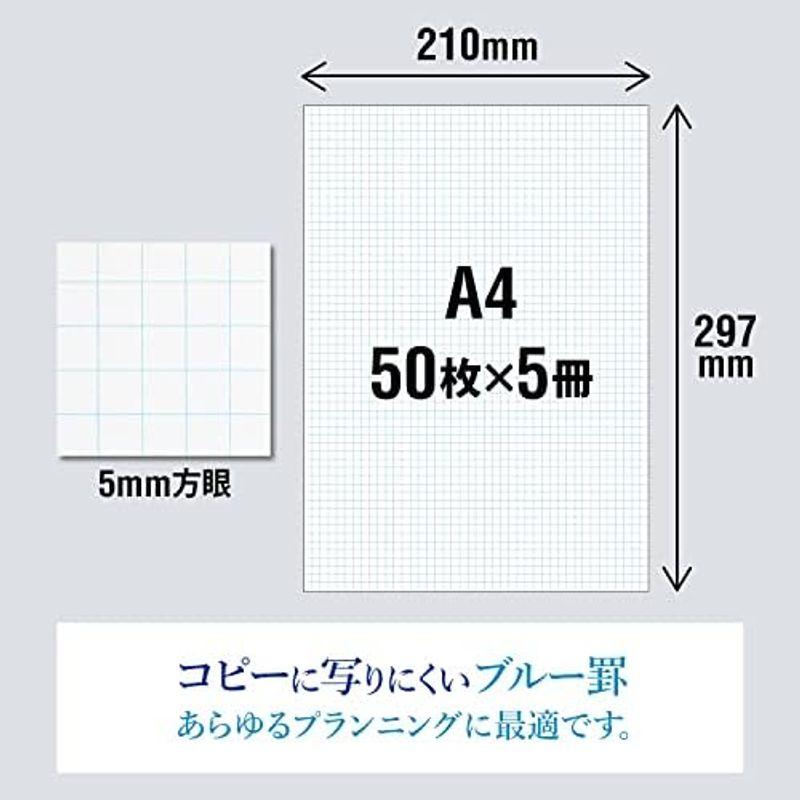 オキナ 方眼紙 プロジェクトペーパー A4 5mm方眼 50枚 5冊 PHA45P