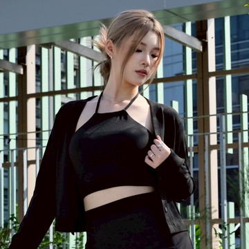 [Banana Pie] BRA TOP-刷毛V領開襟外套-墨黑