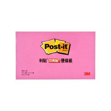 3M Post-it 利貼 可再貼便條紙 655-3A 3 x 5  粉紅  100張  1本