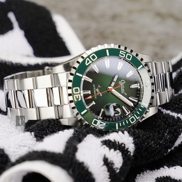 Ogival 愛其華 潛水造型機械腕錶-綠/45mm 33851AGS綠 新年開運 送禮推薦