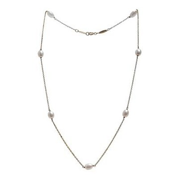 Tiffany&Co. 經典鉑金18黃K金飾珍珠項鍊(金色)