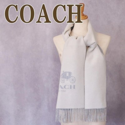 COACH コーチ　マフラー ウール カシミア  ライトグレー×チャーク新品