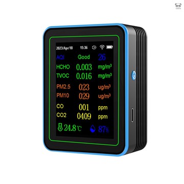 12合1空氣質量檢測儀 PM2.5/PM10/甲醛/TVOC/二氧化碳/一氧化碳/AQI/溫度/溼度/時間日期/功能/曲