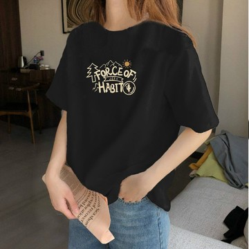 台灣出貨 夏季短袖女 大碼上衣 純棉短袖女 T恤女 圓領短袖 寬鬆休閒短袖 顯瘦百搭t恤 簡約時尚上衣 小衆上衣