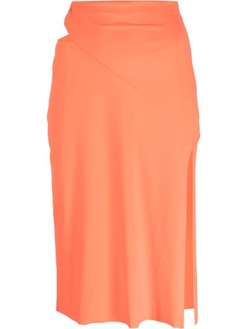 Patrizia Pepe - cut-out detail midi skirt - women - Polyamide/Spandex/Elastane - I - Orange