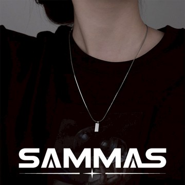SAMMAS小銀磚塊方柱項鍊新款現貨 金屬體 嘻哈街頭 細錬 韓系項鍊 蛇骨鍊 鈦鋼項鍊 男女可戴 男生項鍊 女生項鍊