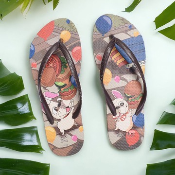 女生狗狗法鬥夾腳拖鞋 軟Q防滑情侶人字拖鞋 汪來汪趣   漢堡大師