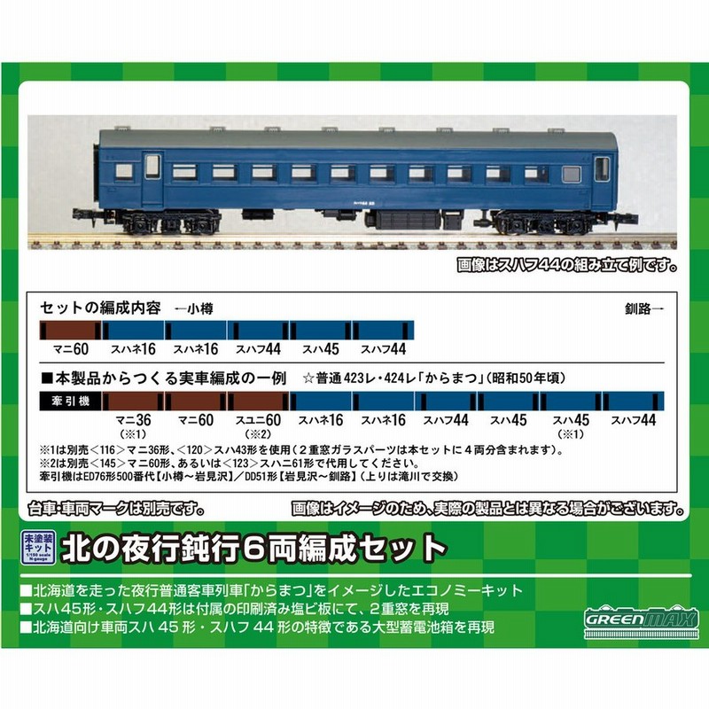 グリーンマックス (N) 611 北の夜行鈍行 6両編成セット(未塗装組立キット) 返品種別B 通販 LINEポイント最大GET |  LINEショッピング