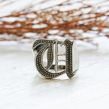 字母戒指英文銀色肉刻字戒指