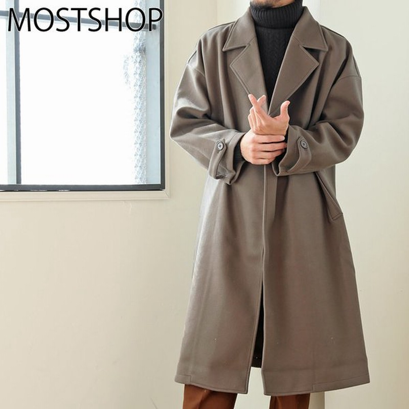 メンズトレンチコート ロングコート ダブル オーバーサイズ ビッグシルエット ワイドシルエット ドロップショルダー ウール調素材 くすみカラー無地 通販 Lineポイント最大0 5 Get Lineショッピング