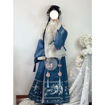 忘北故原創【鯨汐幽】明制漢服圓領袍繡花琵琶袖馬面裙超仙國風裝