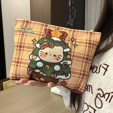 化妝包🎀 新款Kitty爆款格子收納便攜大容量化妝包卡通簡約耐臟ins風