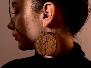 木質垂墜耳環 - 梣木與胡桃木飾品，送禮之選，波西米亞風格