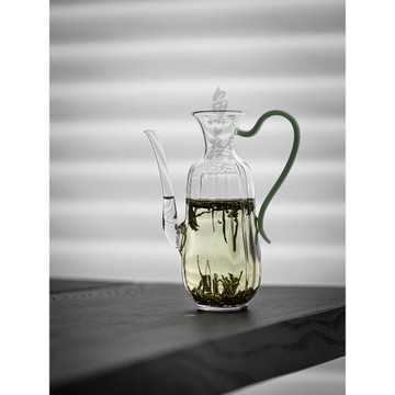 魚戲仿宋茶壺手執壺家用小號過濾綠茶花茶泡茶壺耐熱玻璃煮茶壺
