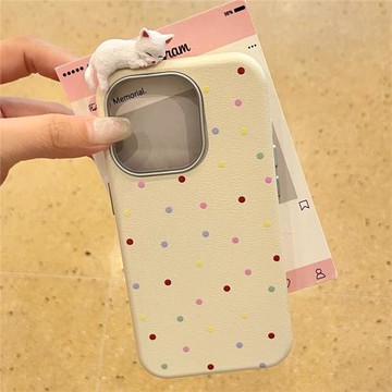 立體貓咪適用三星s24ultra手機殼皮紋s23/s22韓風s21s20fe簡約波點a55a05s網紅a15a16a06新款a54少女防摔s10+