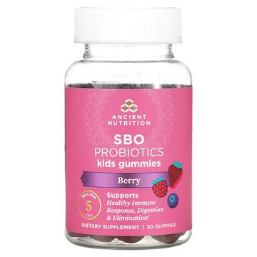 Ancient Nutrition, 兒童，SBO 益生菌，漿果味，50 億 CFU，30 粒軟糖