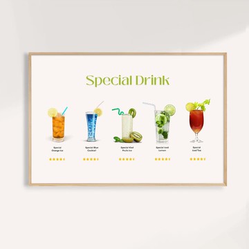 現代風 手繪飲品 掛畫 海報 畫芯 / 特調飲品 Special Drink