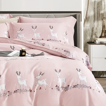 夢鹿 60支100%純天絲TENCEL 全鋪棉四件組 - 高規格面料 親膚裸睡新體驗  床包152 x 188cm 被套182 x 212cm 枕套47 x 45cm  被套 + 床墊套 + 枕套組