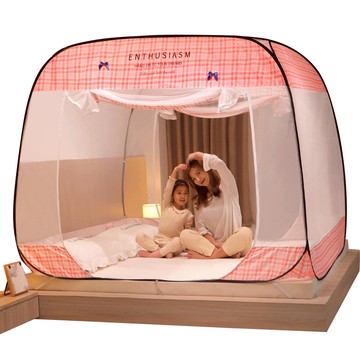 南極人免安裝蚊帳蒙古包家用防摔兒童無需支架公主風寶寶1.8m紋帳