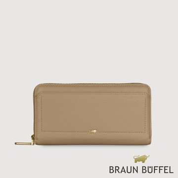 【BRAUN BUFFEL 德國小金牛】台灣總代理 珍妮絲 13卡拉鍊長夾-奶茶棕/BF840-602-SVM