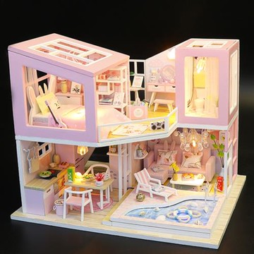 diy小屋初見別墅閣樓手工制作房子模型拼裝玩具送創意生日禮物女
