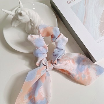 G&G渲染花布緞帶大圈束-藍色系