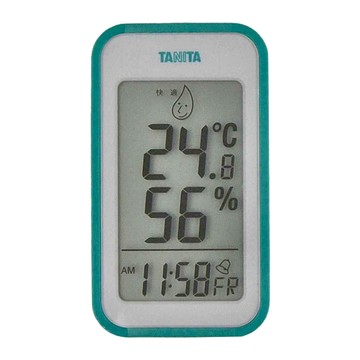 TANITA 塔尼達 溫濕度電子時鐘  具備日期/星期切換  12/24小時格式  藍色