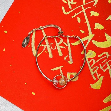 圓圓滿滿    招財最強  金髮晶配閃靈鑽   金色手鐲