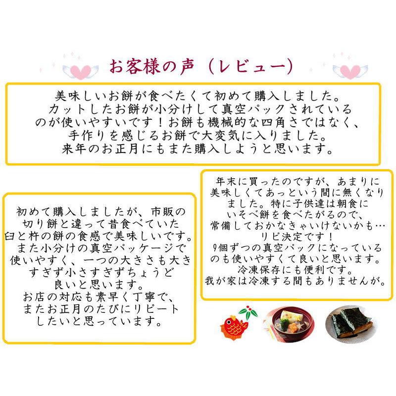 のし餅 通販 切り餅 送料無料 新潟産こがねもち のし餅2枚分（９個入×8袋) 無添加 真空パックでお届け のし餅を切りました