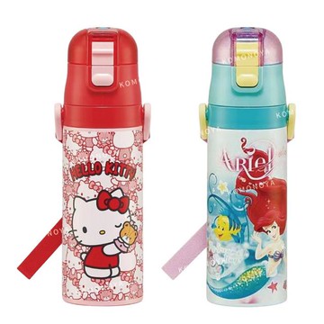 小禮堂 SKATER 超輕量直飲保冷不鏽鋼水壺 附背帶 470ml SDC4 Kitty 小美人魚