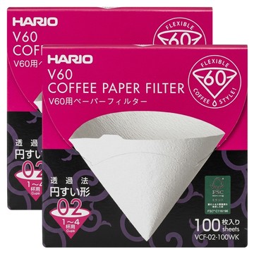 HARIO 好璃奧 V60濾紙 VCF-02-100WK 144 x 71 x 135mm 02白色  100張  2盒