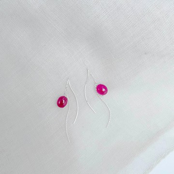 每一天日常 紅寶石 流線白18K金耳環 輕珠寶飾品