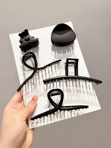 磨砂黑色頭發夾子抓夾女大號盤發鯊魚夾發夾高端頭飾金屬發卡