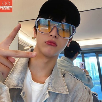 墨鏡 熱銷 歐美風 大臉顯瘦眼鏡男款個性太陽鏡 網紅 復古痞帥開車連體防風飛行員墨鏡