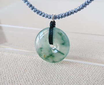 本命年【歲歲平安 】冰飄花平安扣翡翠絲光編織項鍊*FA09*招財