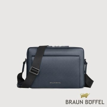 【BRAUN BUFFEL 德國小金牛】台灣總代理 紐瓦斯 橫式斜背包-深藍色/BF534-62-MAR