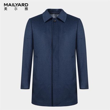 MAILYARD/美爾雅羊毛大衣 含桑蠶絲商務男士鵝絨內膽毛呢外套 173