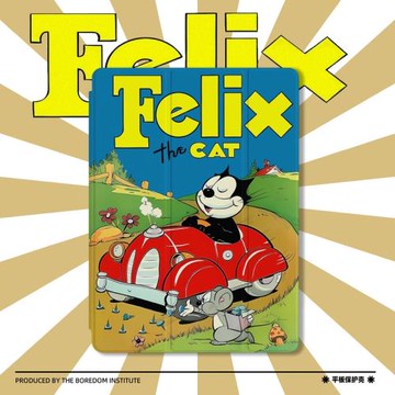 可愛美式藝術插畫小狗開車潮流ins適用于蘋果2024款iPadPro12.9/11三折保護殼air6/air5/mini6防摔氣囊平板殼