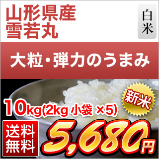 新米 令和5年(2023年)産  山形県産 雪若丸＜5年連続特A評価＞ 10kg (2kg×5袋) 白米