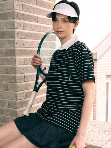 Terry Stripe Short Sleeve Shirt [BLACK]