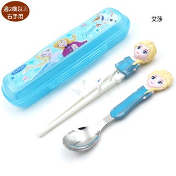 艾莎安娜冰雪奇緣兒童學習筷練習筷筷子湯匙環保餐具組附收納盒 007890/007906【卡通小物】