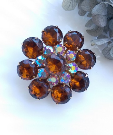 Vintage Jewelry 西洋古董飾品 精美雪花 萊茵 花朵 別針