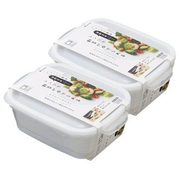 inomata 微波爐蔬菜保鮮盒  微波簡單調理  透明盒身方便清洗  可保鮮、冷藏、冷凍  21.7 x 15.3 x 7.4cm  2個