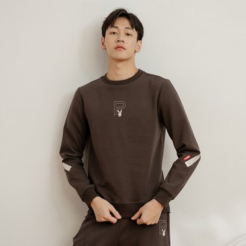 PLAYBOY - 中性基礎款彩印線條上衣 - 深灰色/652-012-06-1