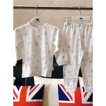 麗嬰房商場正品 兒童春夏內衣套裝1~10歲長袖薄款家居睡衣褲