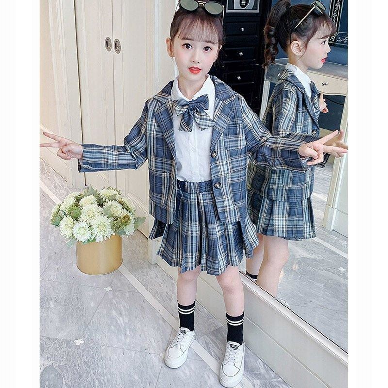 卒業式 女子 スーツ 小学校ブルー 3点セット おしゃれ卒服 女の子 お 