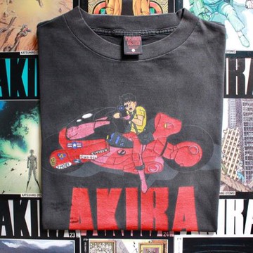 阿基拉印花短袖潮牌vintage古著感高街純棉oversizet恤男女情侶款