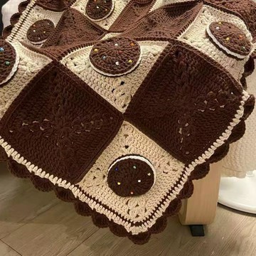 🔥新品🔥自制DIY手工編織毯子奧利奧蓋毯材料包 打發時間編織送diy手作材料包 手作毛毯 冬季保暖 午睡毯